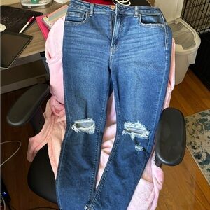 AE ripped stretch mom jeans